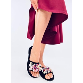 Lumsen Sorte flip-flops med farverige sten 2