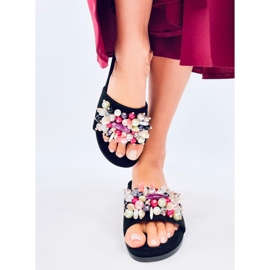 Lumsen Sorte flip-flops med farverige sten 1