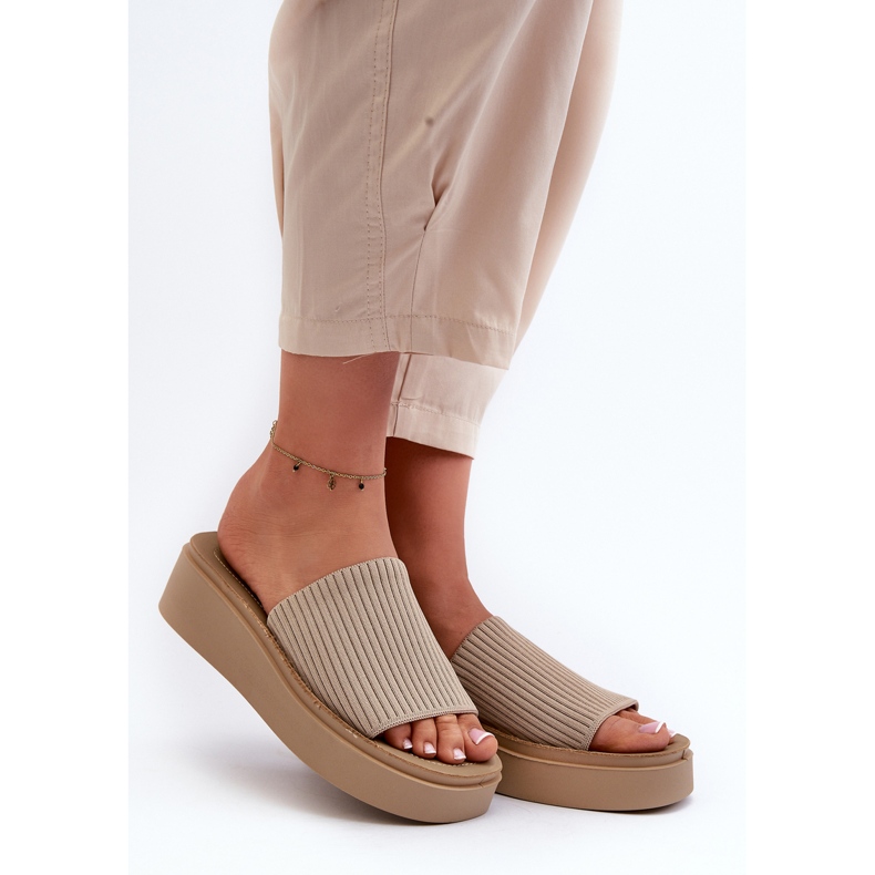 Sergio Leone SK083H Platform flip flops til kvinder, beige 2