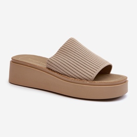 Sergio Leone SK083H Platform flip flops til kvinder, beige 1