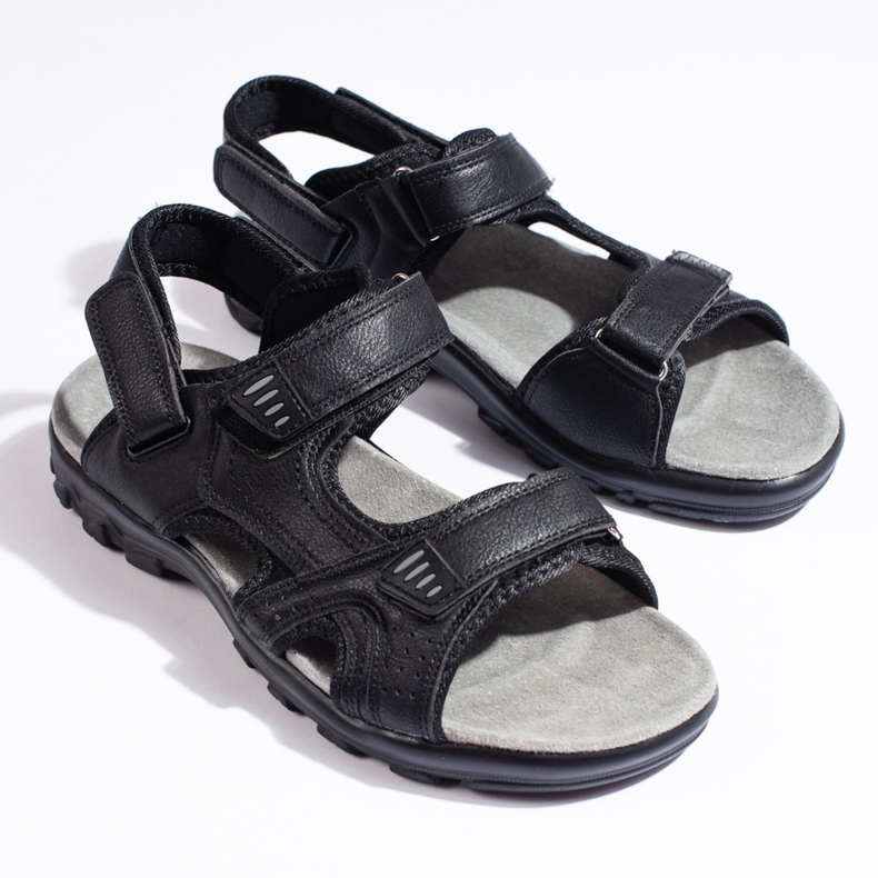 Komfortable sorte velcro-sandaler til mænd 1