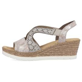 Komfortable slip-on wedge sandaler til kvinder multi Rieker 61916-91 beige 1