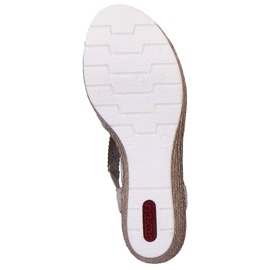 Komfortable slip-on wedge sandaler til kvinder multi Rieker 61916-91 beige 2