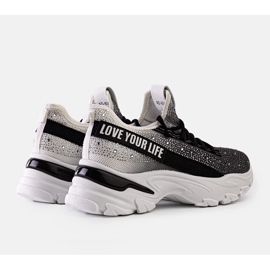 Hvide og grå skinnende massive sneakers fra Senai sort 1