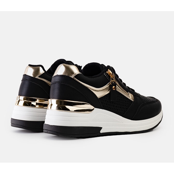 Sorte gennembrudte Danai wedge sneakers 1