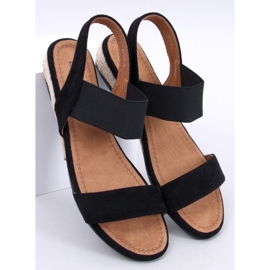 Amalf sorte espadrillesandaler med lav kile 1