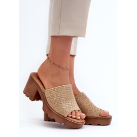 Beige Titantha dameflip-flops med flettede høje hæle 2