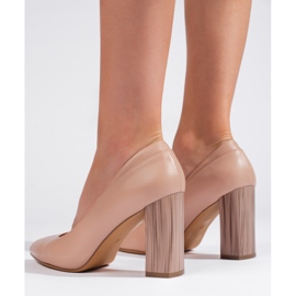 Beige pumps til kvinder fra Sergio Leone med en dekorativ hæl 1