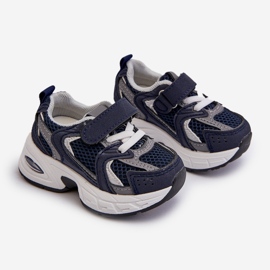 Børnesportssko sneakers med velcro, marineblå Rulagia 1