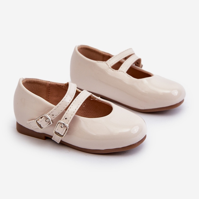 Laklæder børneballetlejligheder med stropper, Beige Margenis 1