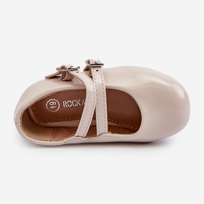 Laklæder børneballetlejligheder med stropper, Beige Margenis 2