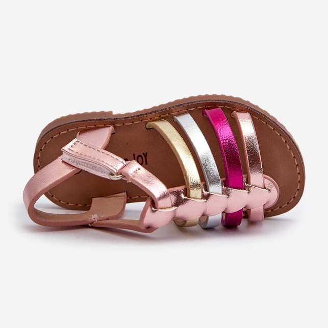 Gladiatorsandaler til børn fastgjort med velcro, Multicolor Radovia lyserød 1