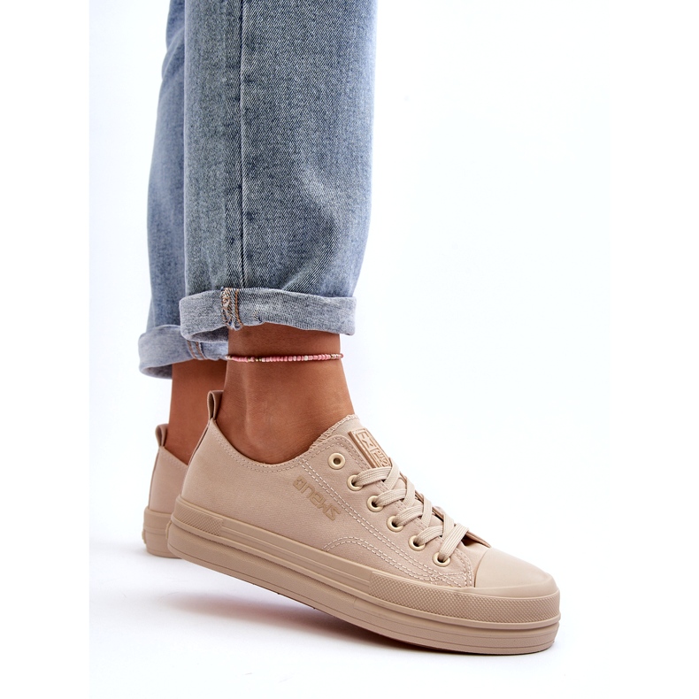 News Sneakers i beige stof til kvinder Staneva 6