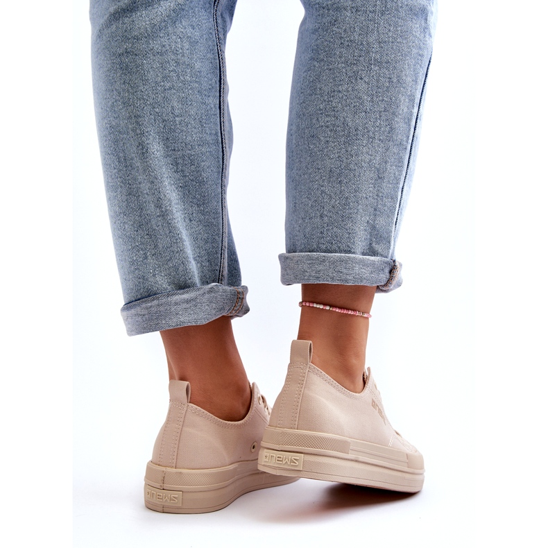 News Sneakers i beige stof til kvinder Staneva 5