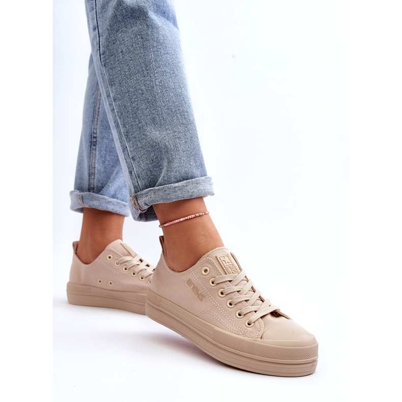 News Sneakers i beige stof til kvinder Staneva 4