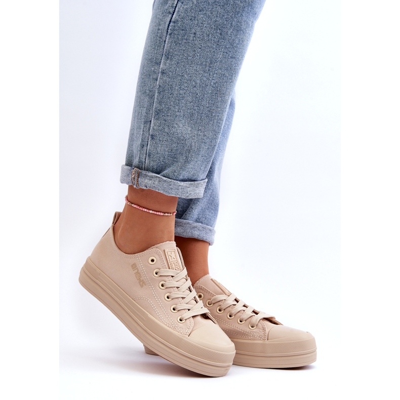 News Sneakers i beige stof til kvinder Staneva 2