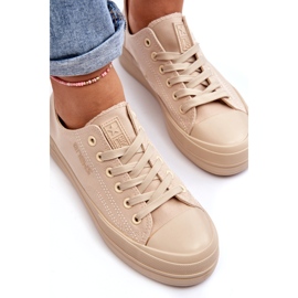 News Sneakers i beige stof til kvinder Staneva 1