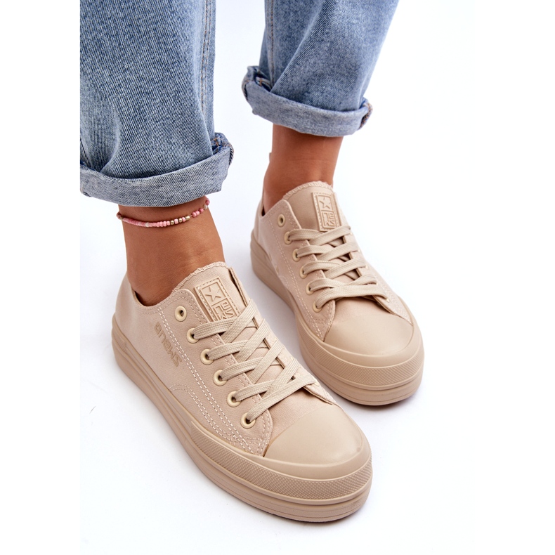 News Sneakers i beige stof til kvinder Staneva 8