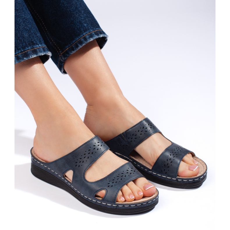 Komfortable marineblå dameflip-flops 2