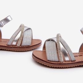Skinnende børns sølv velcro sandaler Delphina 2