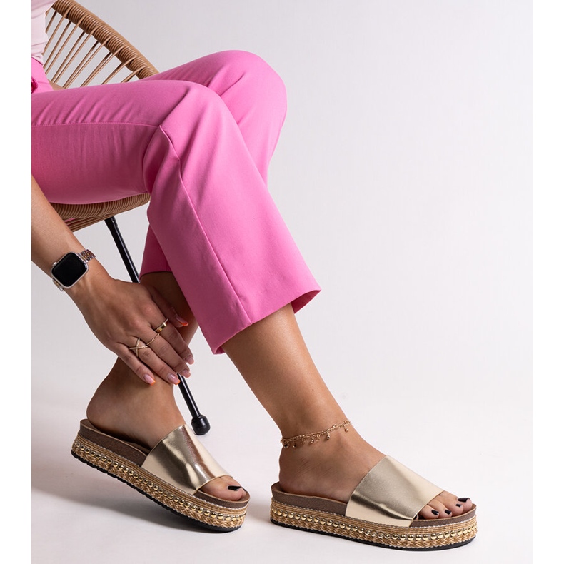 Guldflip-flops med en dekorativ Jasmin-sål gylden 1