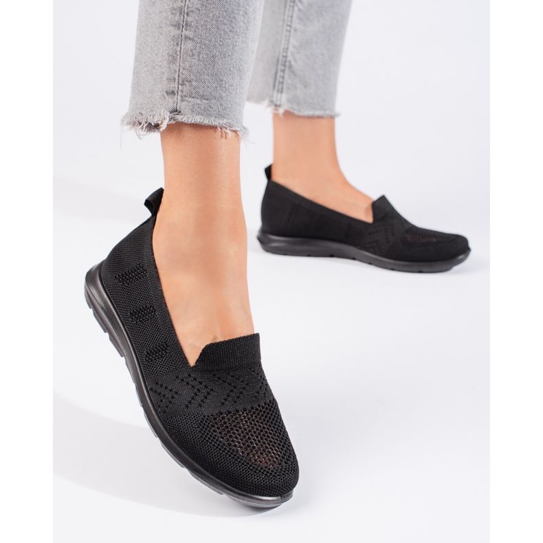 Kvinders sort tekstil slip-on 1