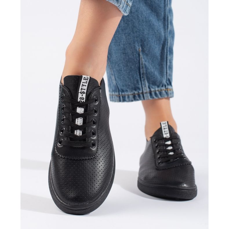 Seastar Sorte gennembrudte sneakers til kvinder 1