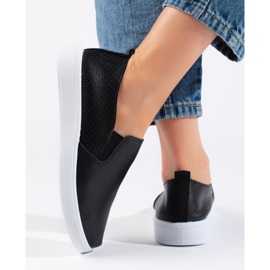 Sorte gennembrudte slip-on sko 2