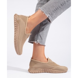 Brune damesneakers i tekstil 2