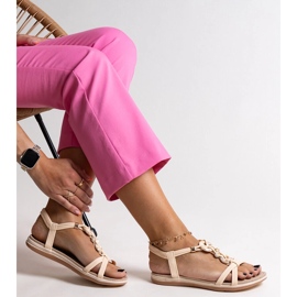 Beige sandaler med Mimosa sten 1