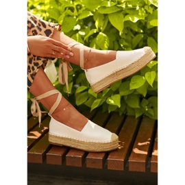 Kvinders espadriller bundet på en platform med fletning, hvid Tailesse 1