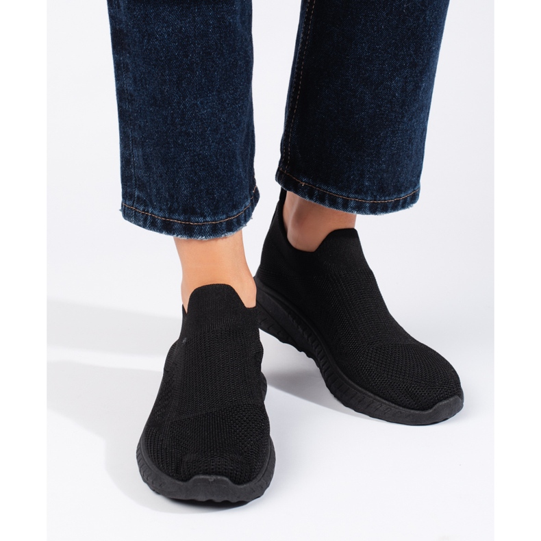 Sorte slip-on sportssko til kvinder 2