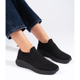 Sorte slip-on sportssko til kvinder 1