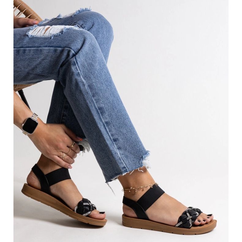Sorte Aldona sandaler 1