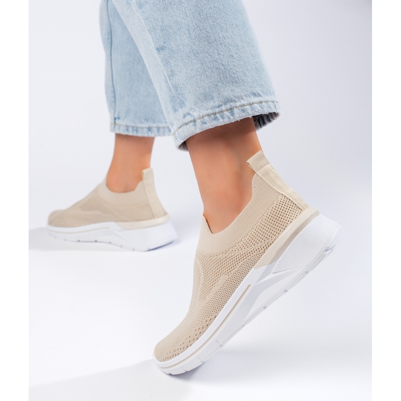 Beige tekstil sportssko 2