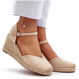 Espadrillesandaler i ruskind med fletning Beige Raylin 3