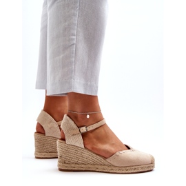 Espadrillesandaler i ruskind med fletning Beige Raylin 2