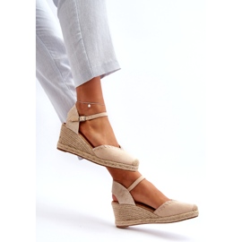 Espadrillesandaler i ruskind med fletning Beige Raylin 1