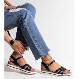 Hikma sorte sandaler med lav kile 1