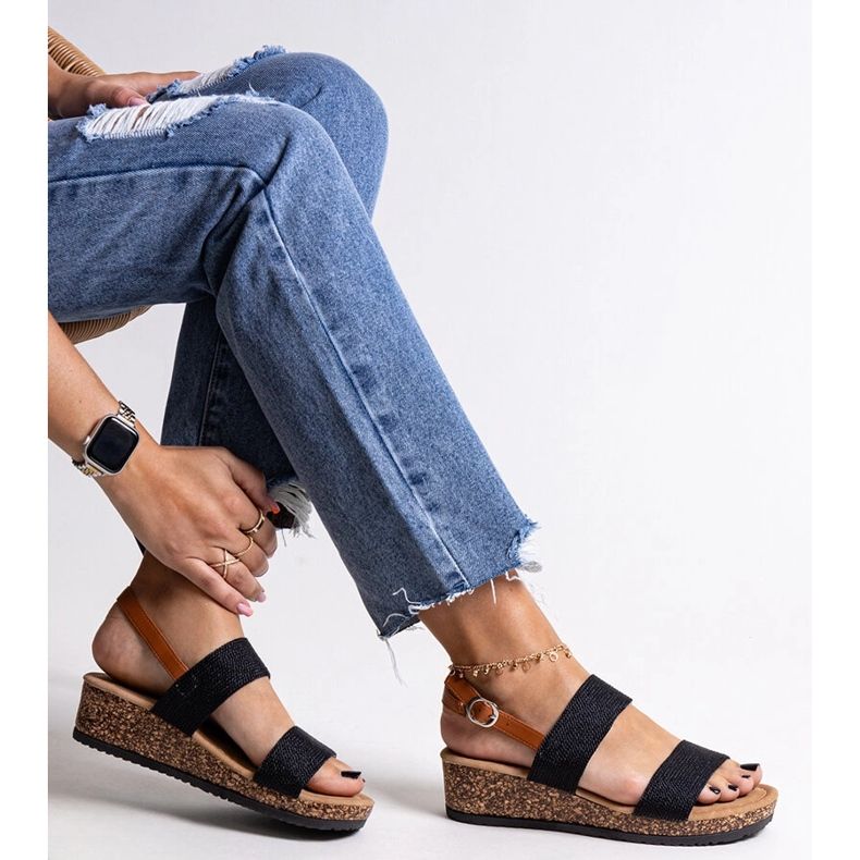 Firdosa sorte sandaler i kork 1