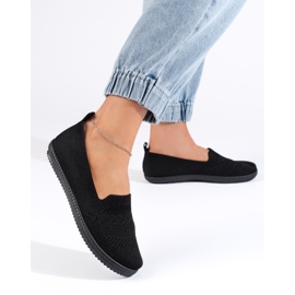 Kvinders sort stof slip-on 2