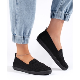 Kvinders sort stof slip-on 1