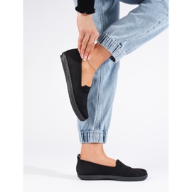 Kvinders sort stof slip-on 3