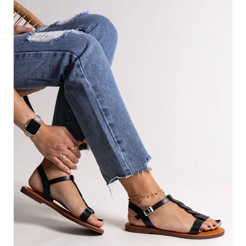 Sorte Amaranth flade sandaler 1