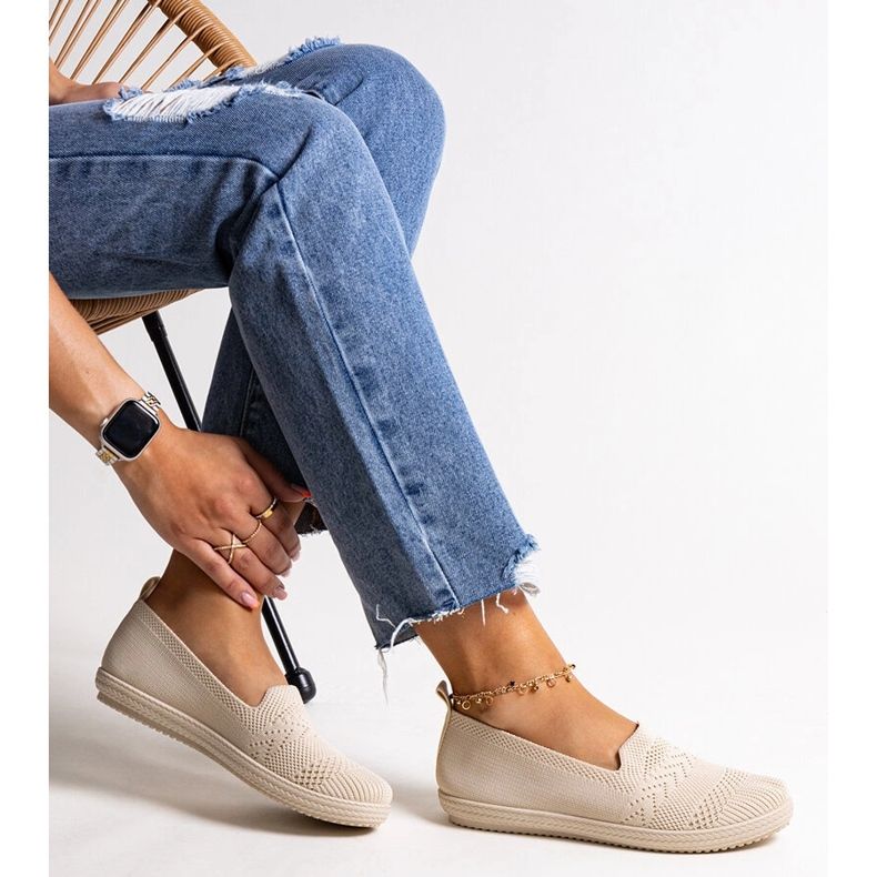 Slip-on sneakers i Shadhi beige stof 1
