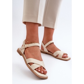 Flade damesandaler lavet af øko læder S.Barski KV27-003 Beige 2
