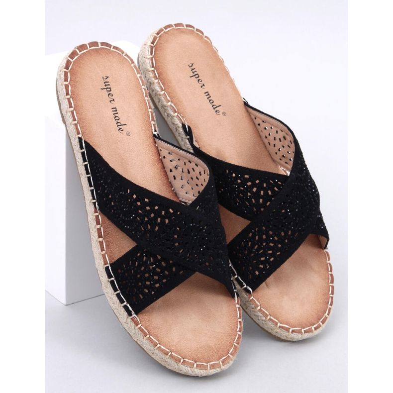 Bakou Black espadrille flip-flops til kvinder sort 1