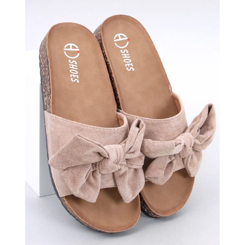 Keitas Khaki kork hjemmesko med sløjfe beige 1
