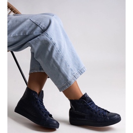 Bez marki Marineblå høje gennembrudte sneakers fra Shima 1