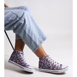 Pink high-top sneakers med blomstermønster fra Mehretina lyserød 1